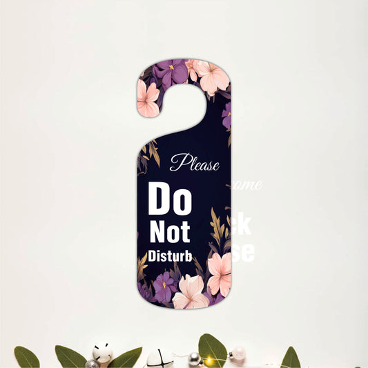 Knock Please Floral Wooden Door Hanger Sign Board