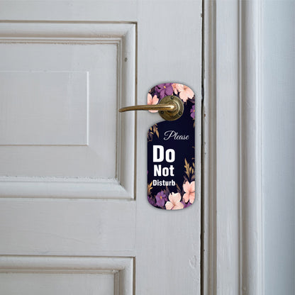 Knock Please Floral Wooden Door Hanger Sign Board