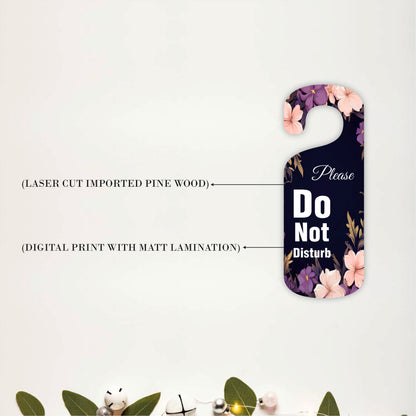 Knock Please Floral Wooden Door Hanger Sign Board