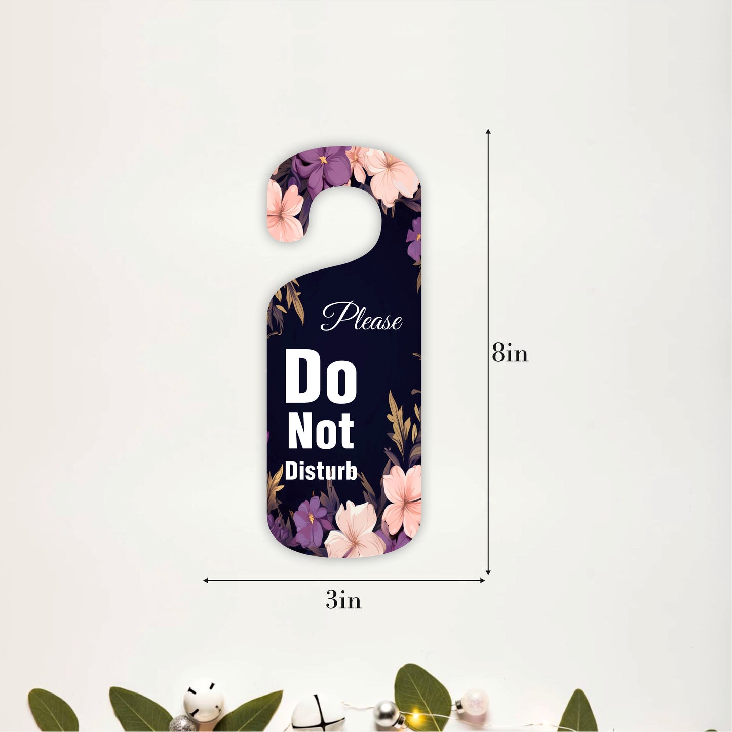 Knock Please Floral Wooden Door Hanger Sign Board
