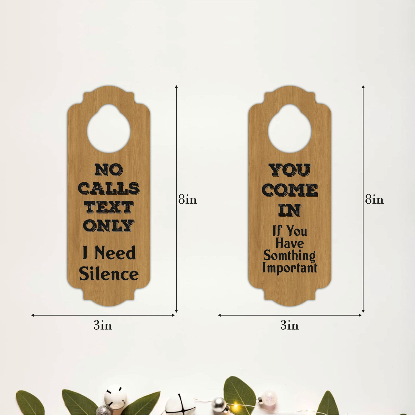 No Calls Text Only Wooden Door Hanger Sign Board