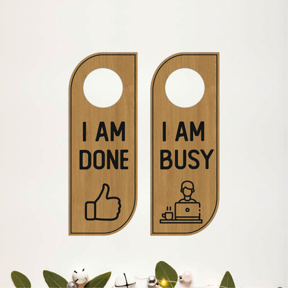 I Am Busy Wooden Door Hanger Sign Board