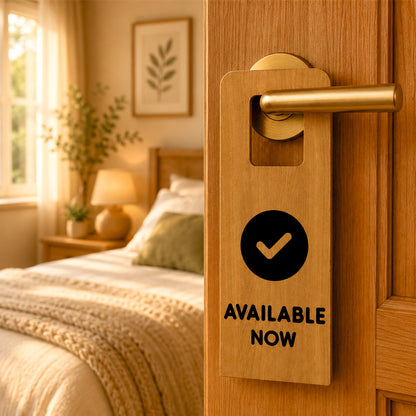 Available Now Wooden Door Hanger Sign Board