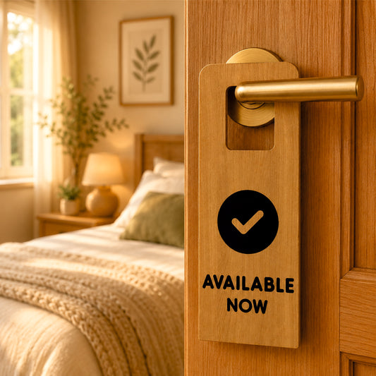Available Now Wooden Door Hanger Sign Board