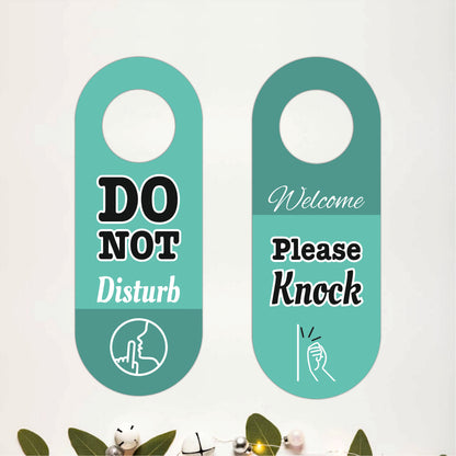 Welcome Please Knock Wooden Door Hanger Sign Board