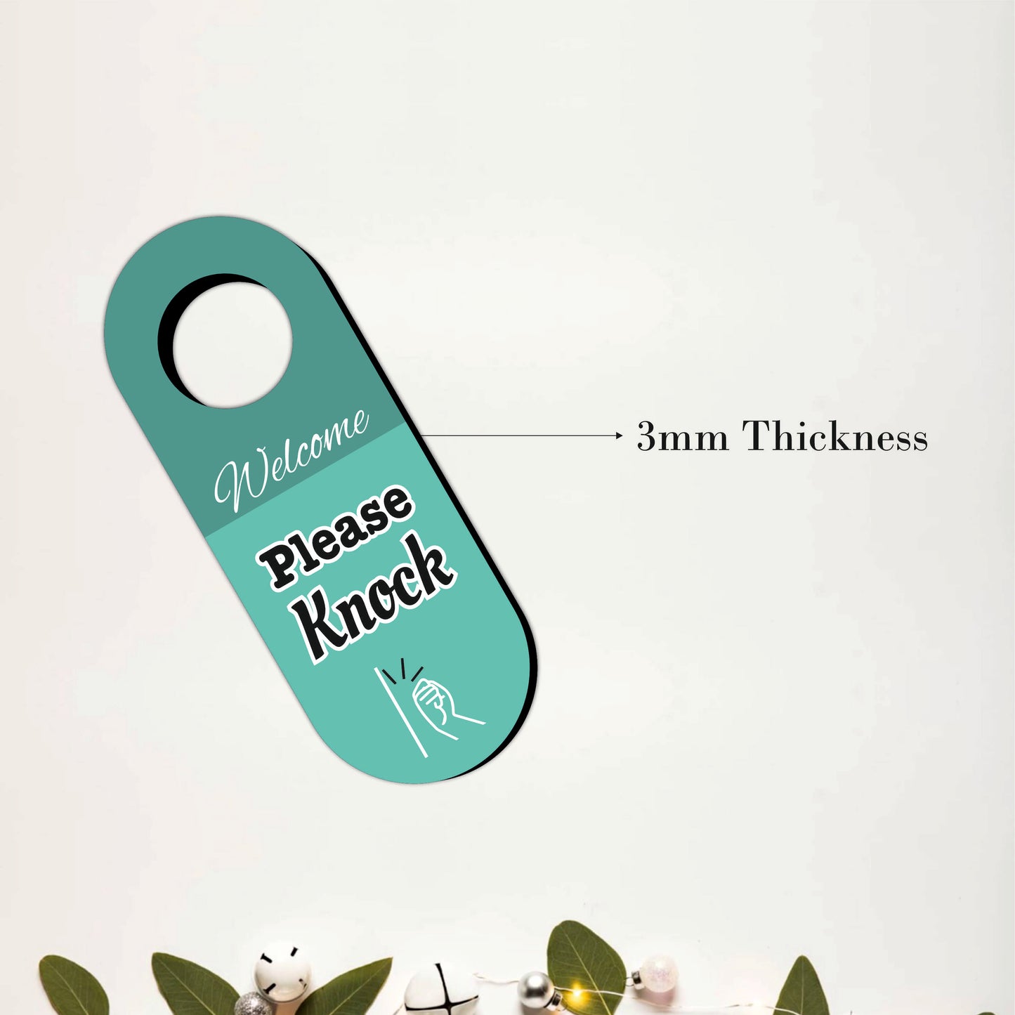 Welcome Please Knock Wooden Door Hanger Sign Board