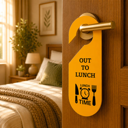 Out To Lunch Wooden Door Hanger Sign Board