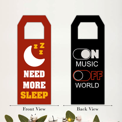 On Music Off World Wooden Door Hanger Sign Board