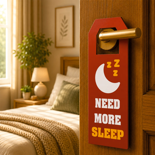 On Music Off World Wooden Door Hanger Sign Board