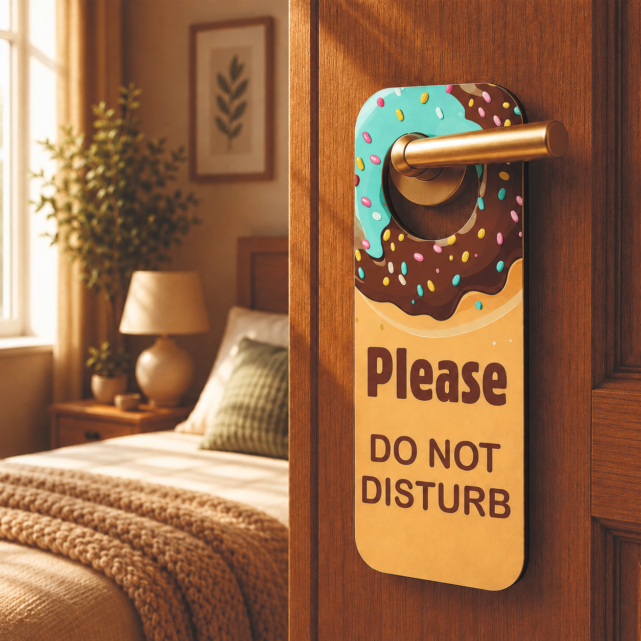 Donut Please Do Not Disturb Wooden Door Hanger Sign Board