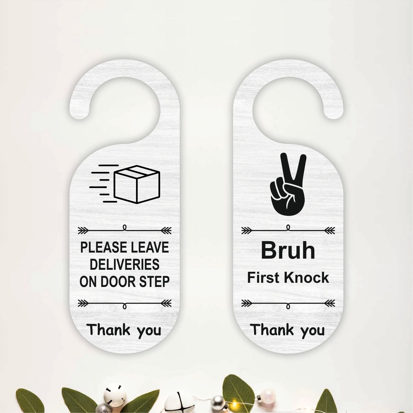 Bruh First Knock Wooden Door Hanger Sign Board