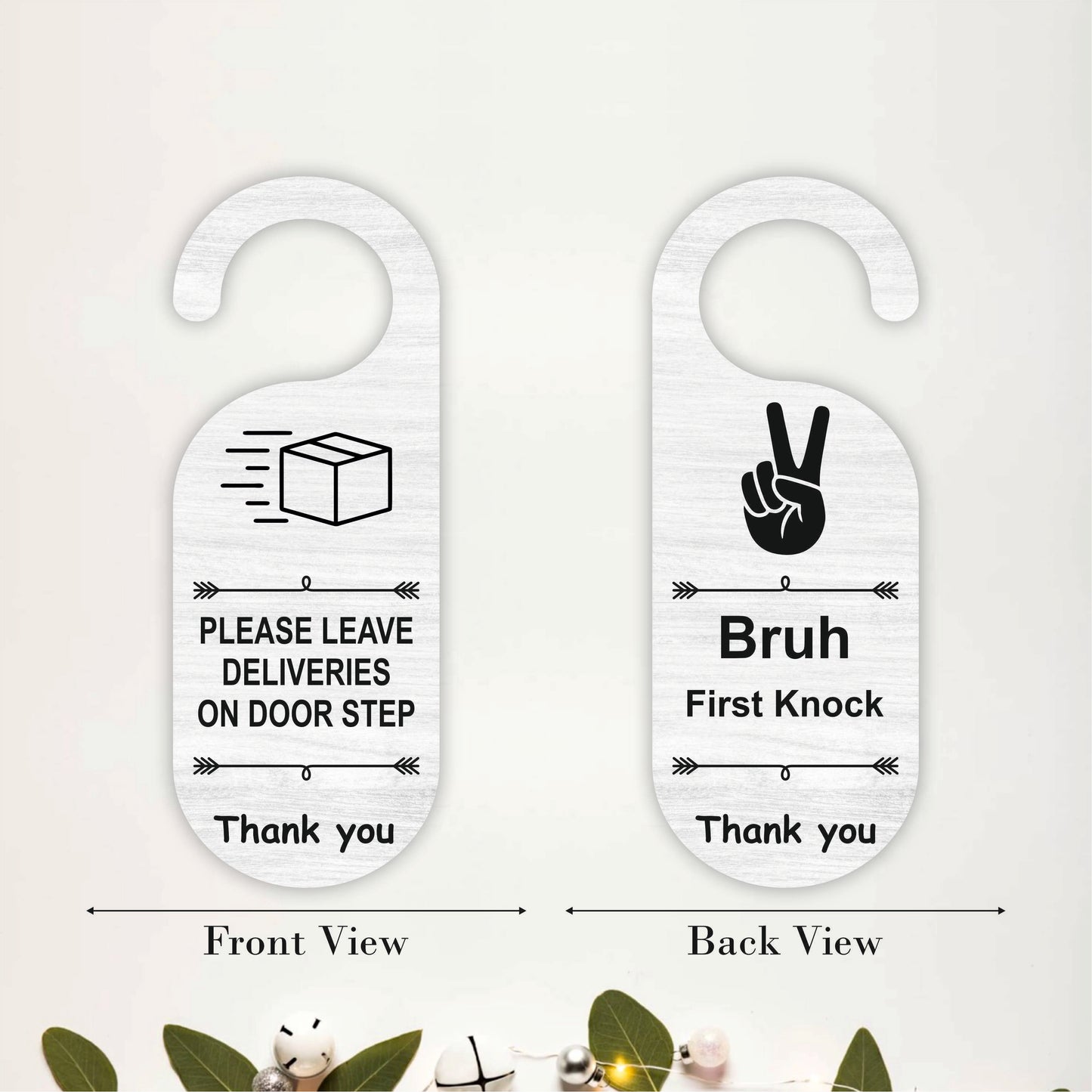 Bruh First Knock Wooden Door Hanger Sign Board