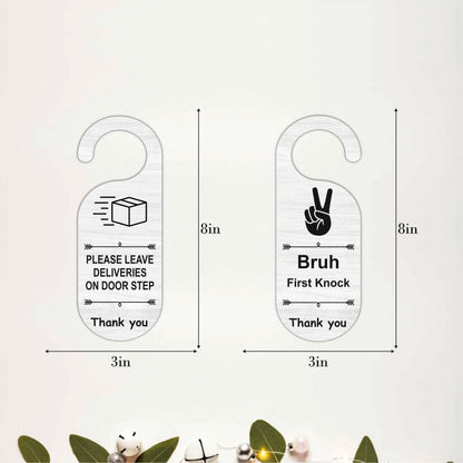 Bruh First Knock Wooden Door Hanger Sign Board