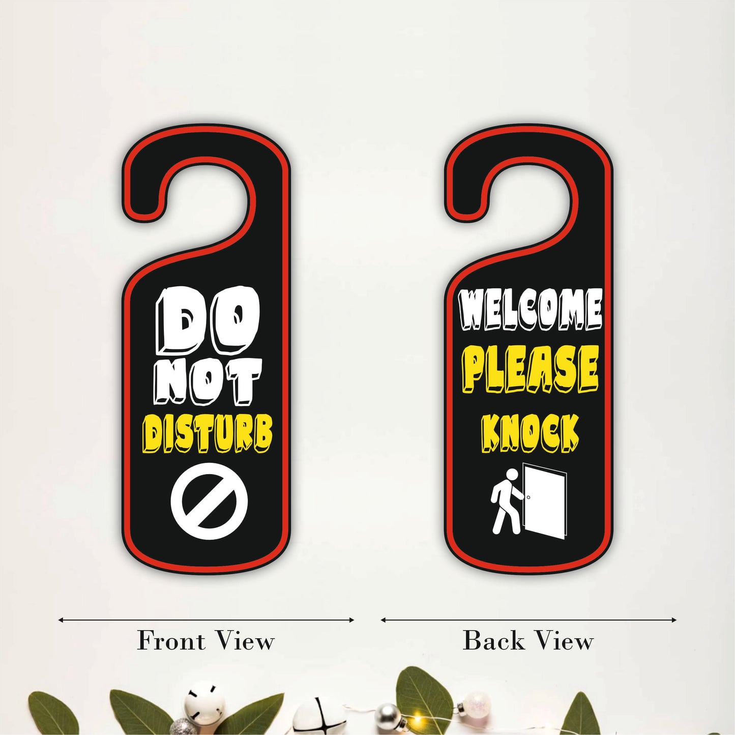 Welcome Please Knock Wooden Door Hanger Sign Board