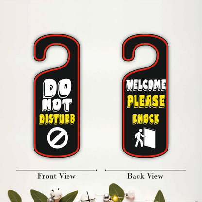Welcome Please Knock Wooden Door Hanger Sign Board