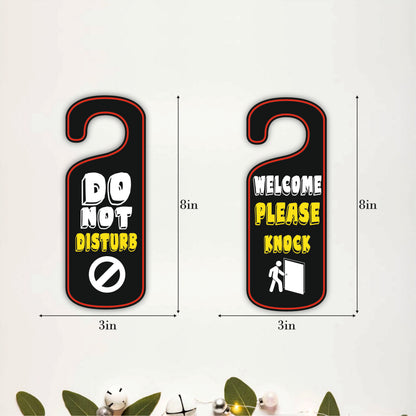 Welcome Please Knock Wooden Door Hanger Sign Board