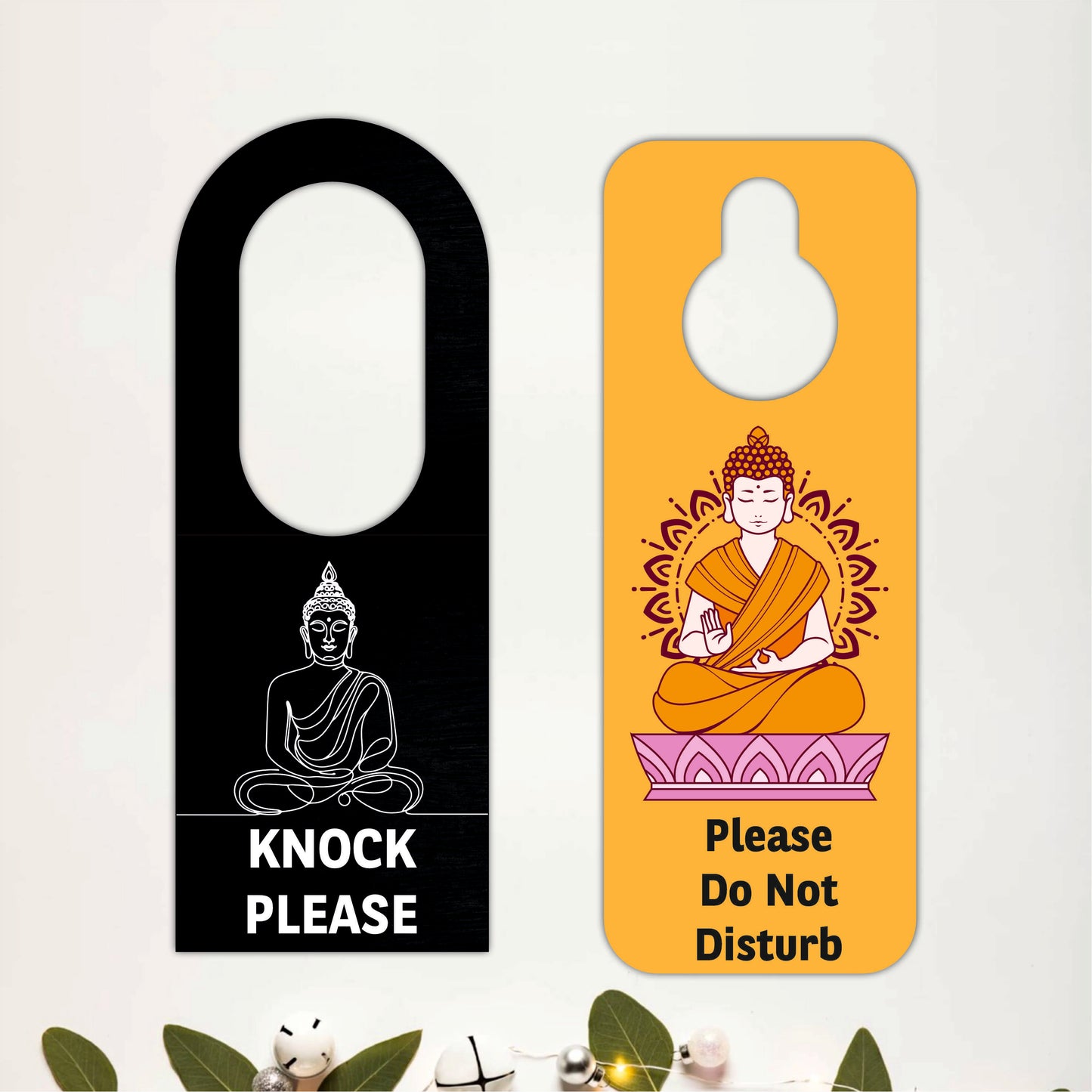 Please Do Not Disturb Buddha Theme Wooden Door Hanger Sign Board