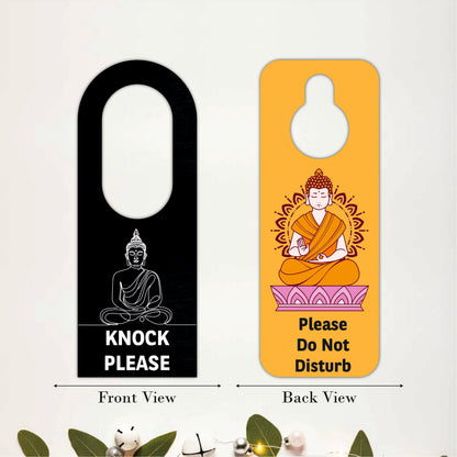 Please Do Not Disturb Buddha Theme Wooden Door Hanger Sign Board