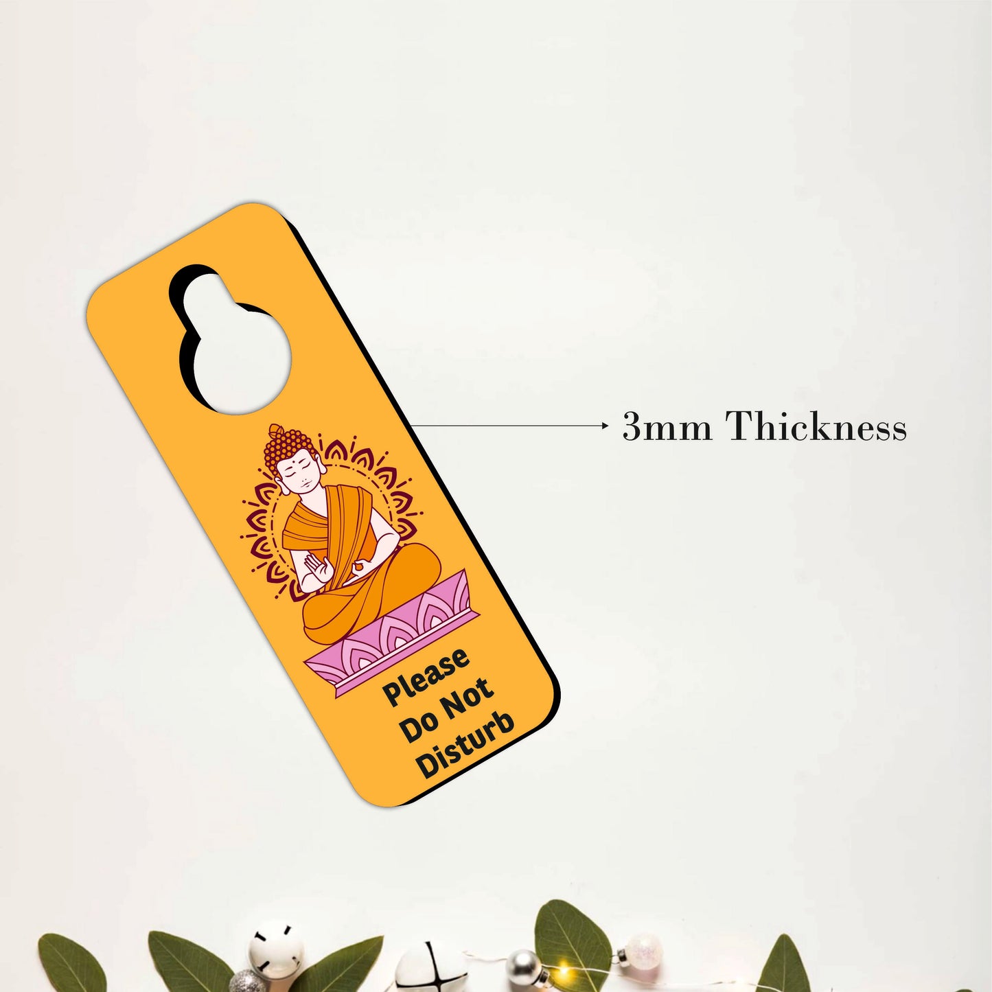 Please Do Not Disturb Buddha Theme Wooden Door Hanger Sign Board