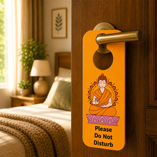 Please Do Not Disturb Buddha Theme Wooden Door Hanger Sign Board