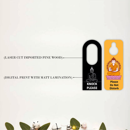 Please Do Not Disturb Buddha Theme Wooden Door Hanger Sign Board