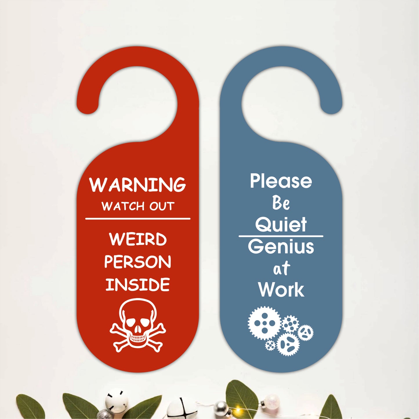Please Be Quiet Genius at Work Wooden Door Hanger Sign Board