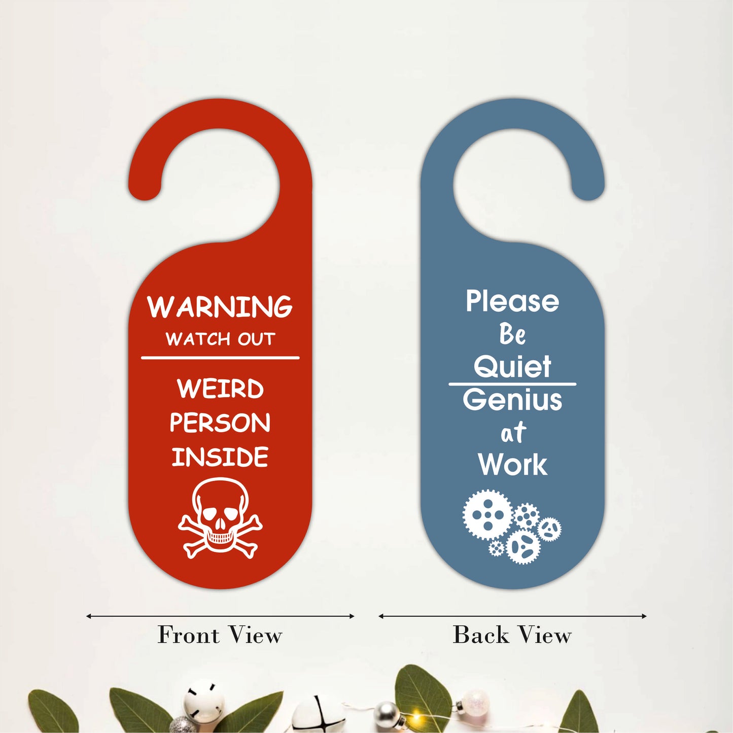 Please Be Quiet Genius at Work Wooden Door Hanger Sign Board