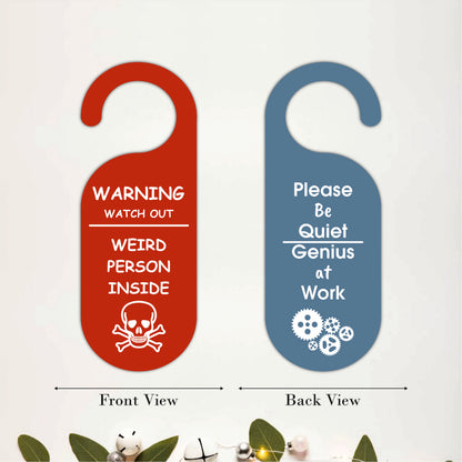 Please Be Quiet Genius at Work Wooden Door Hanger Sign Board