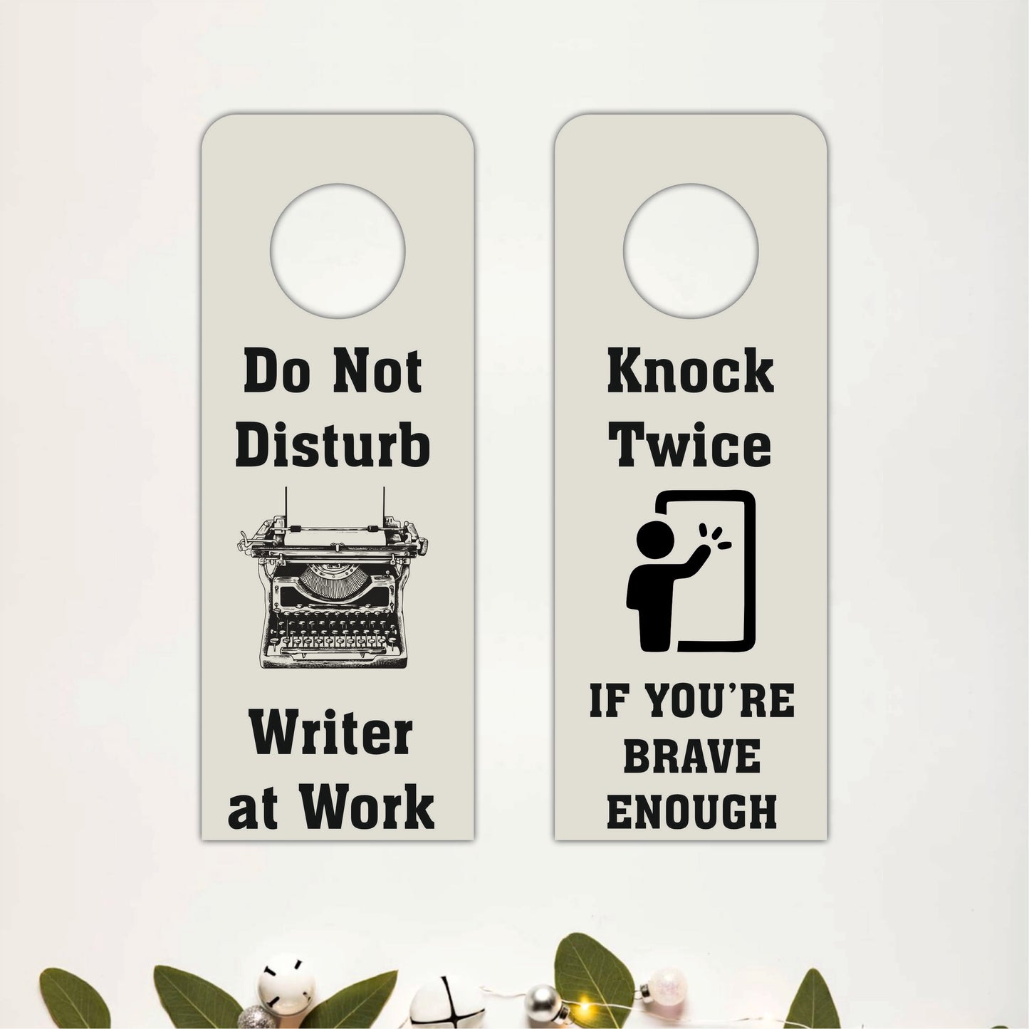 Knock Twice If You're Brave Enough Wooden Door Hanger Sign Board