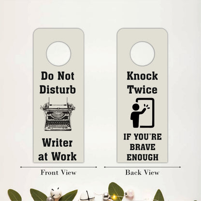 Knock Twice If You're Brave Enough Wooden Door Hanger Sign Board