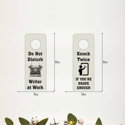 Knock Twice If You're Brave Enough Wooden Door Hanger Sign Board
