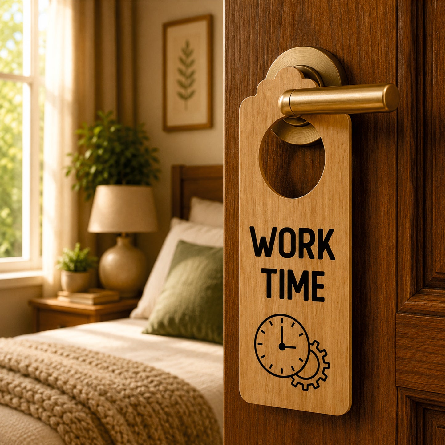 Work Time Wooden Door Hanger Sign Board