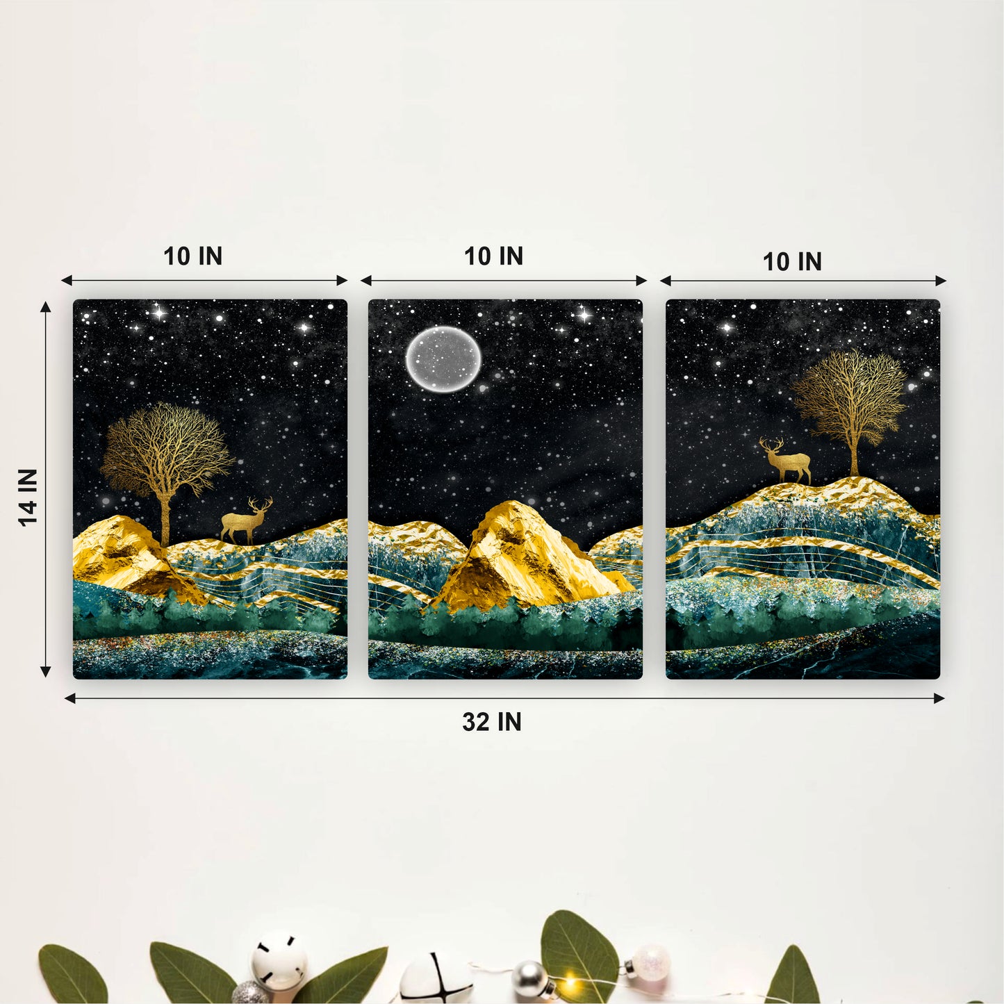 Golden Peaks Beneath the Starlit Moon Sky