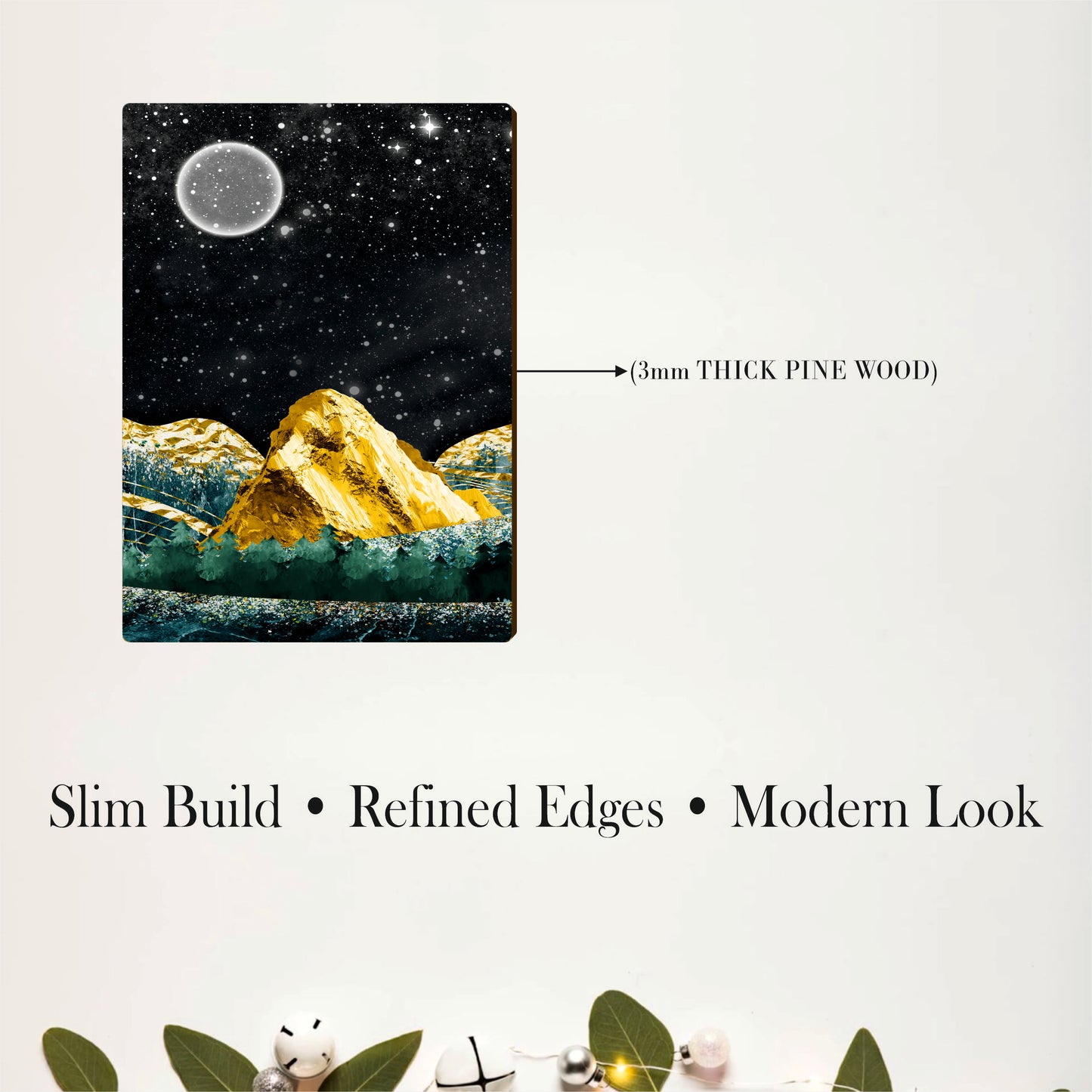 Golden Peaks Beneath the Starlit Moon Sky
