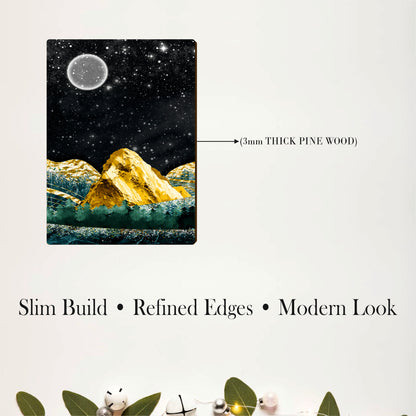 Golden Peaks Beneath the Starlit Moon Sky