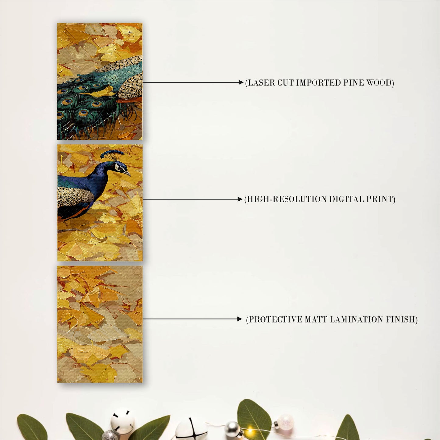 Golden Woodland Majesty with Regal Peacock