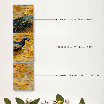 Golden Woodland Majesty with Regal Peacock