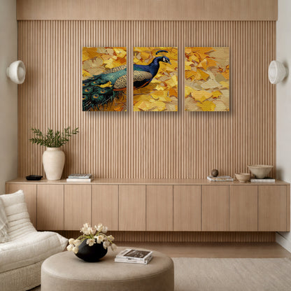 Golden Woodland Majesty with Regal Peacock