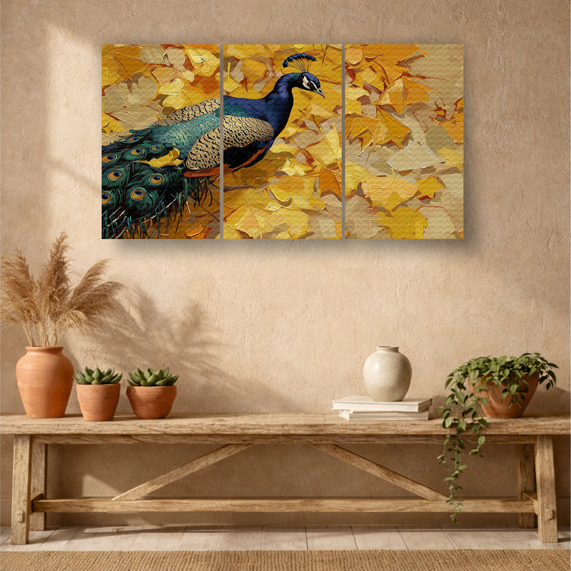 Golden Woodland Majesty with Regal Peacock