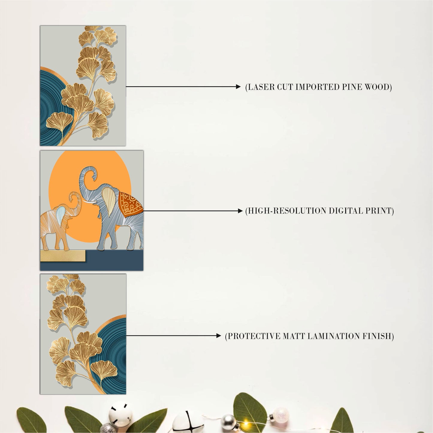 Floral Elephant Wooden Wall Art