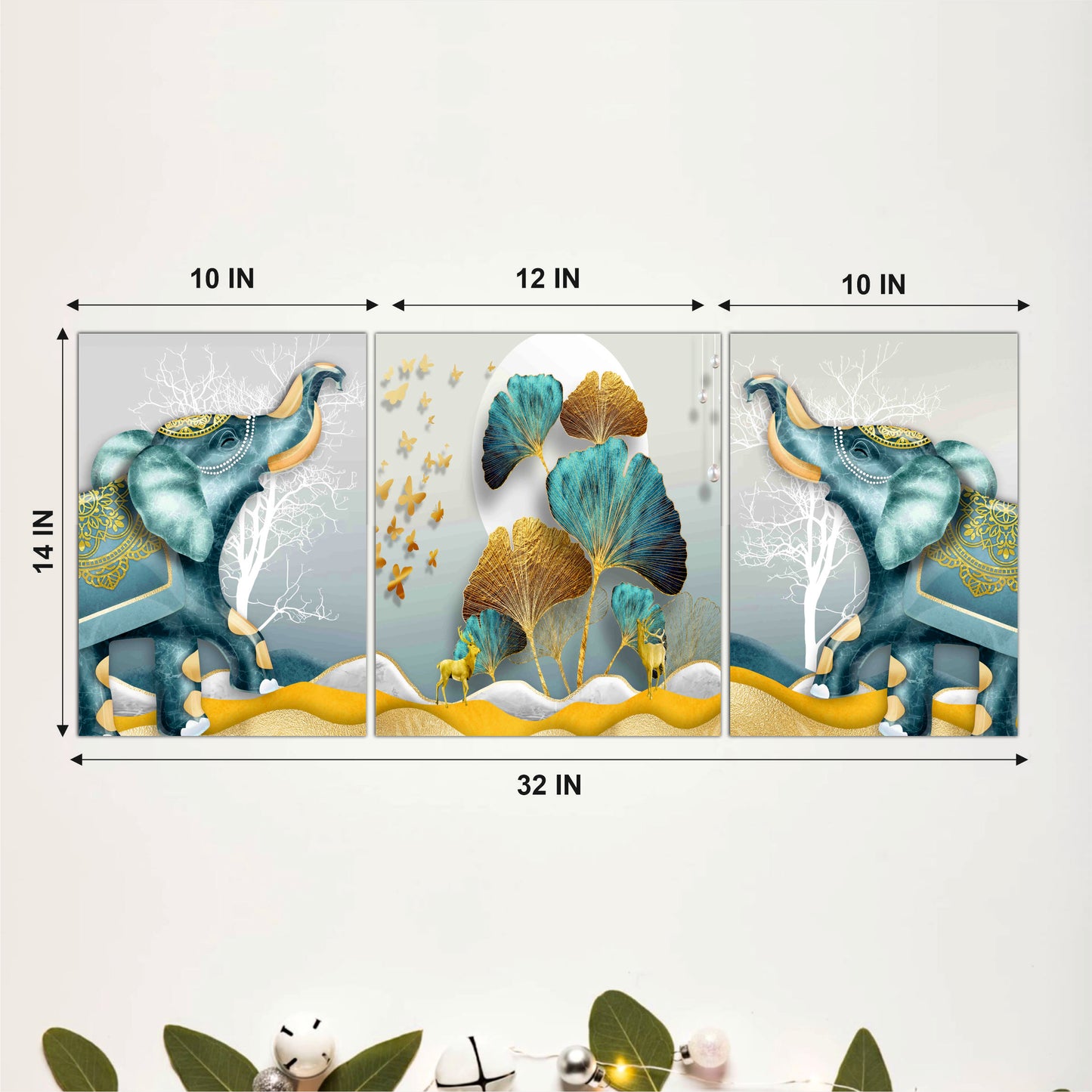 Blue Elephant Family Wooden Wall Art