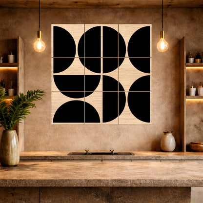Black & Natural Geometric Wall Art