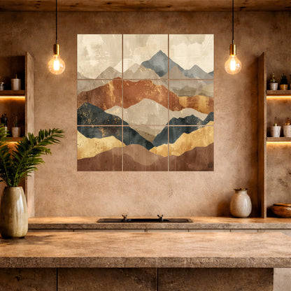 Geometric Mountain Wooden Wall Hanging