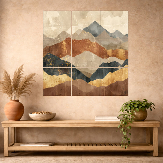 Geometric Mountain Wooden Wall Hanging