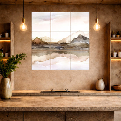 Abstract Mountain Landscape Wooden Wall Art
