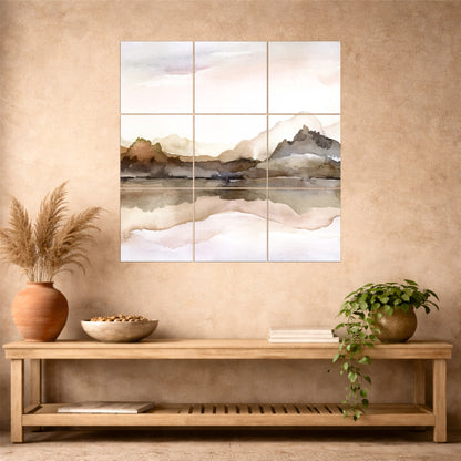 Abstract Mountain Landscape Wooden Wall Art