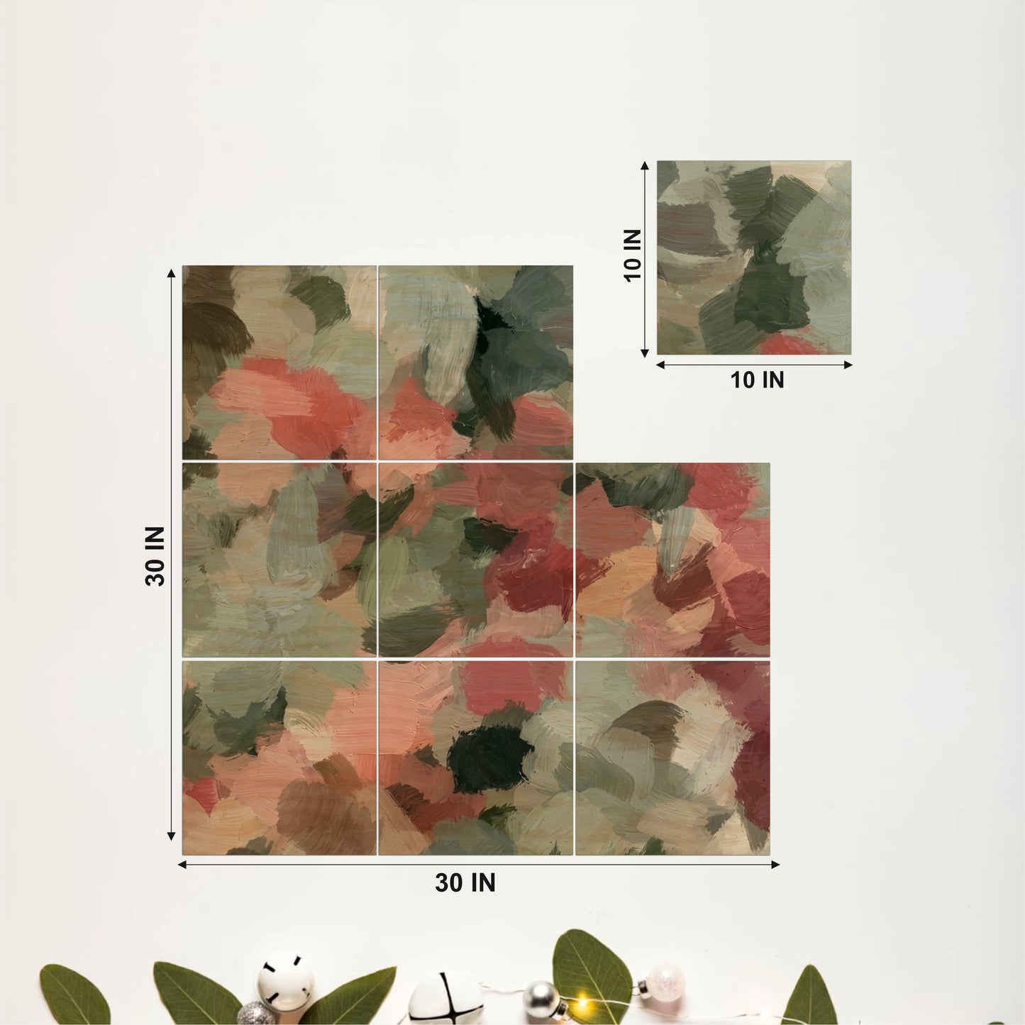 Abstract Olive Brushstroke Wooden Wall Art