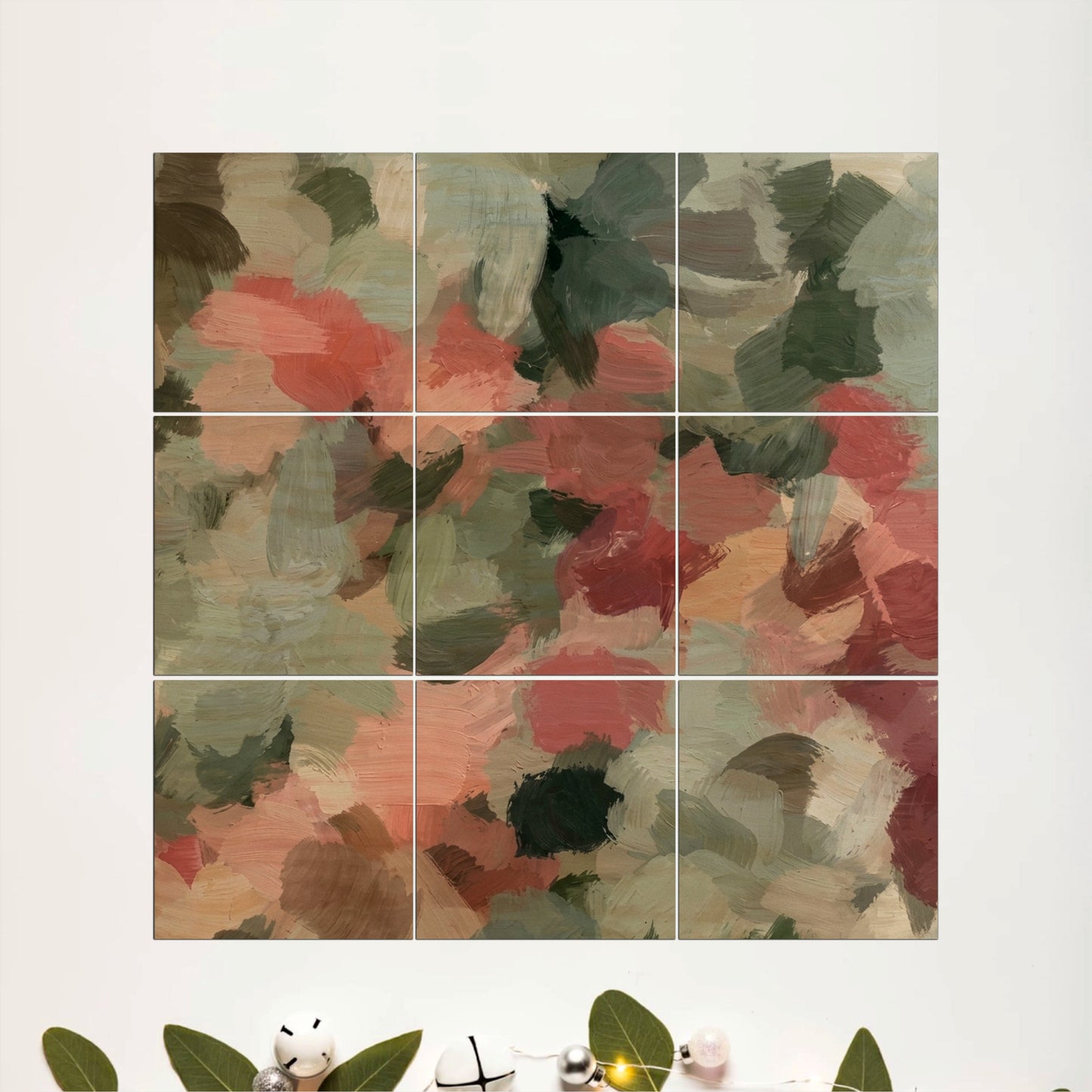 Abstract Olive Brushstroke Wooden Wall Art