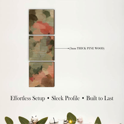 Abstract Olive Brushstroke Wooden Wall Art