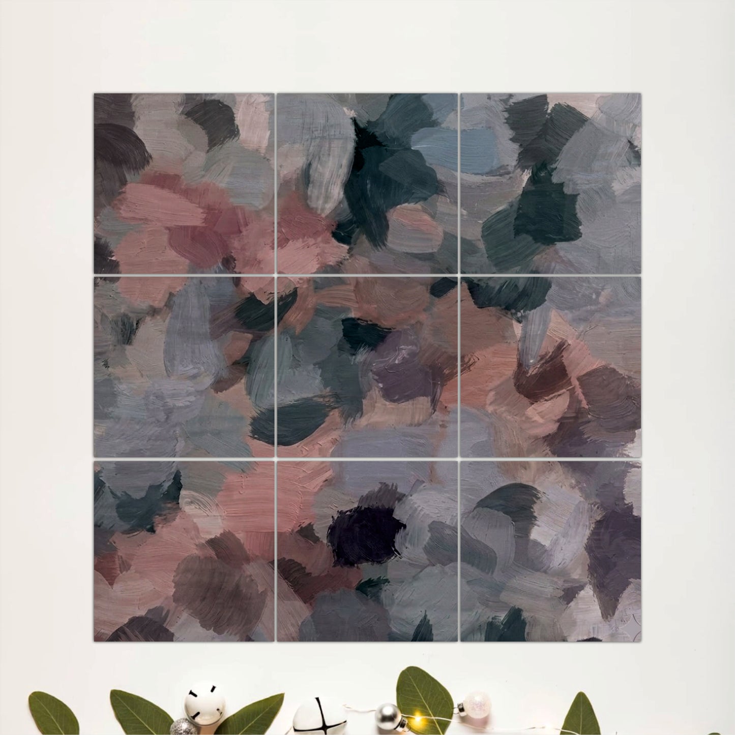 Abstract Neutral Brushstroke Wooden Wall Art